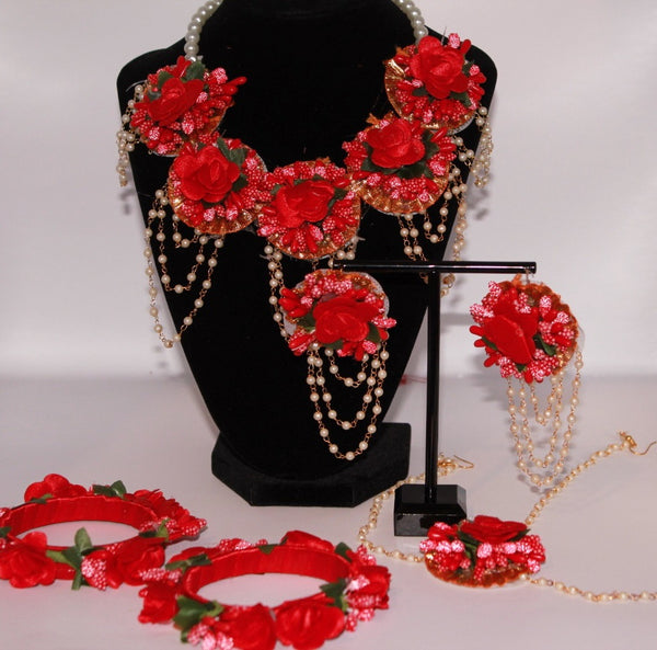 Red Floral Jewellery Set