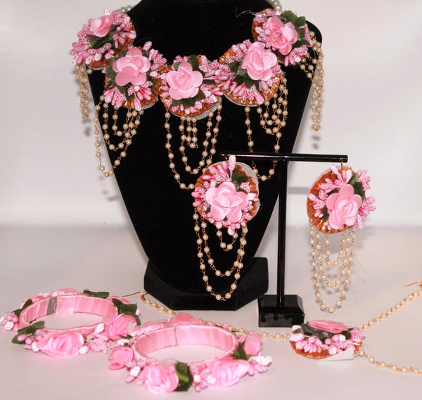 Pink Floral Jewellery Set